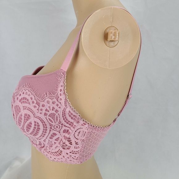 Victoria's Secret (32DD) Rose Pink Dream Angles Push Up Underwire Bra 360272-B63 - Picture 4 of 12